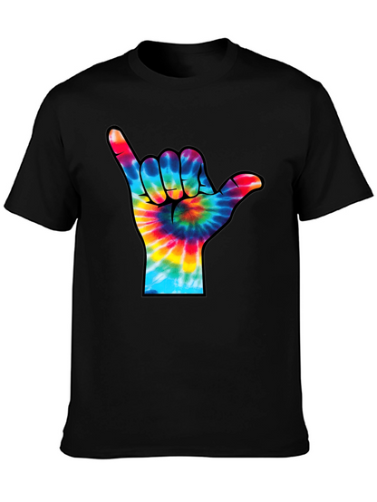 Camiseta Negra con Diseño Mano Tie-Dye
