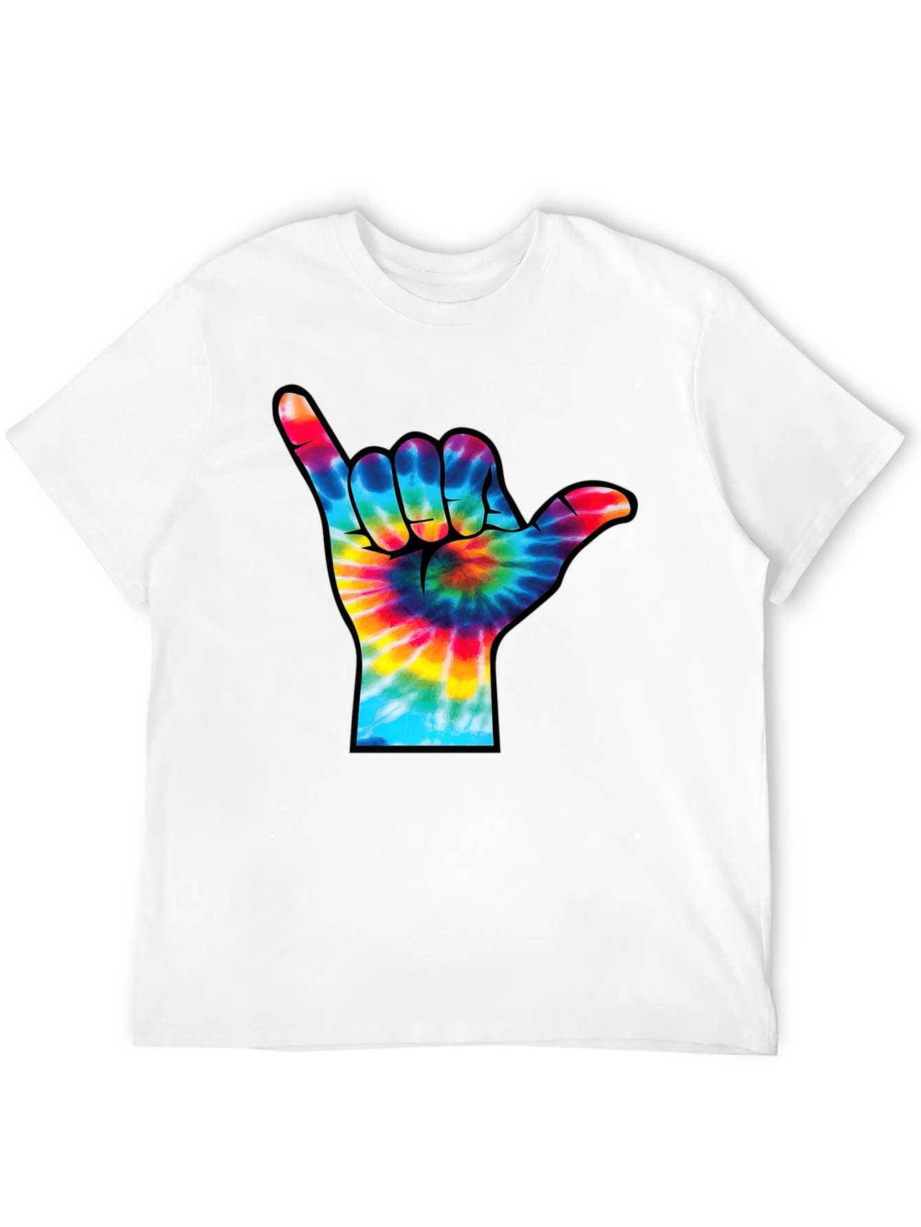 Camiseta Negra con Diseño Mano Tie-Dye