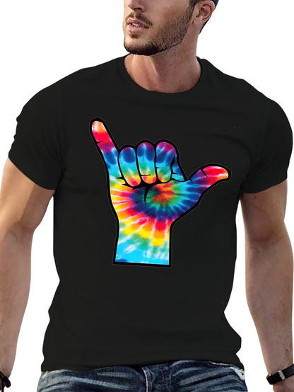 Camiseta Negra con Diseño Mano Tie-Dye
