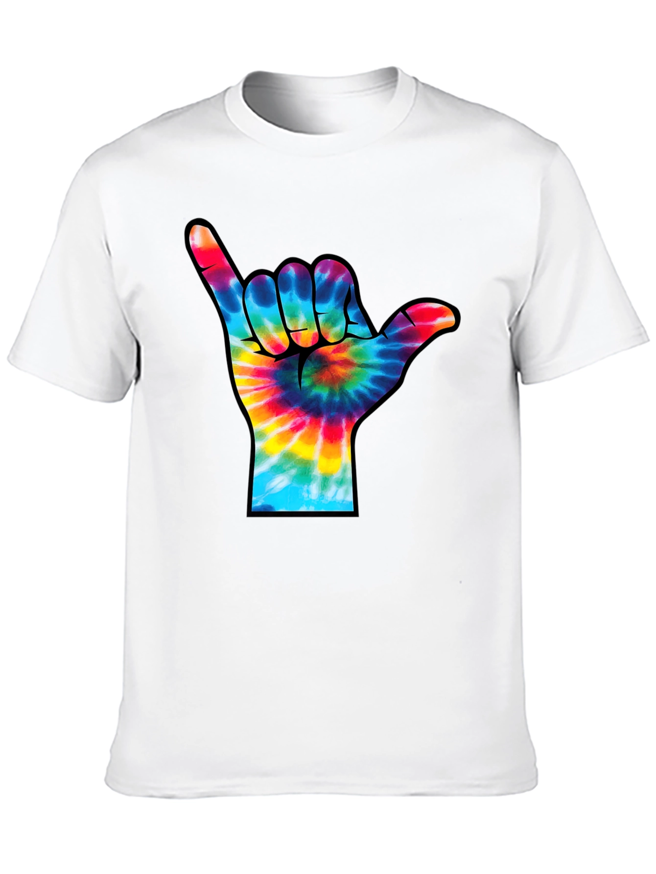 Camiseta Negra con Diseño Mano Tie-Dye