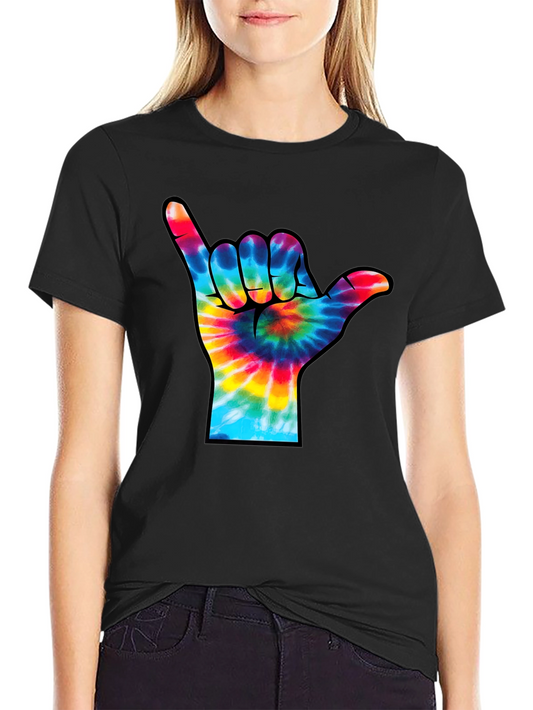 Camiseta Negra con Diseño Mano Tie-Dye