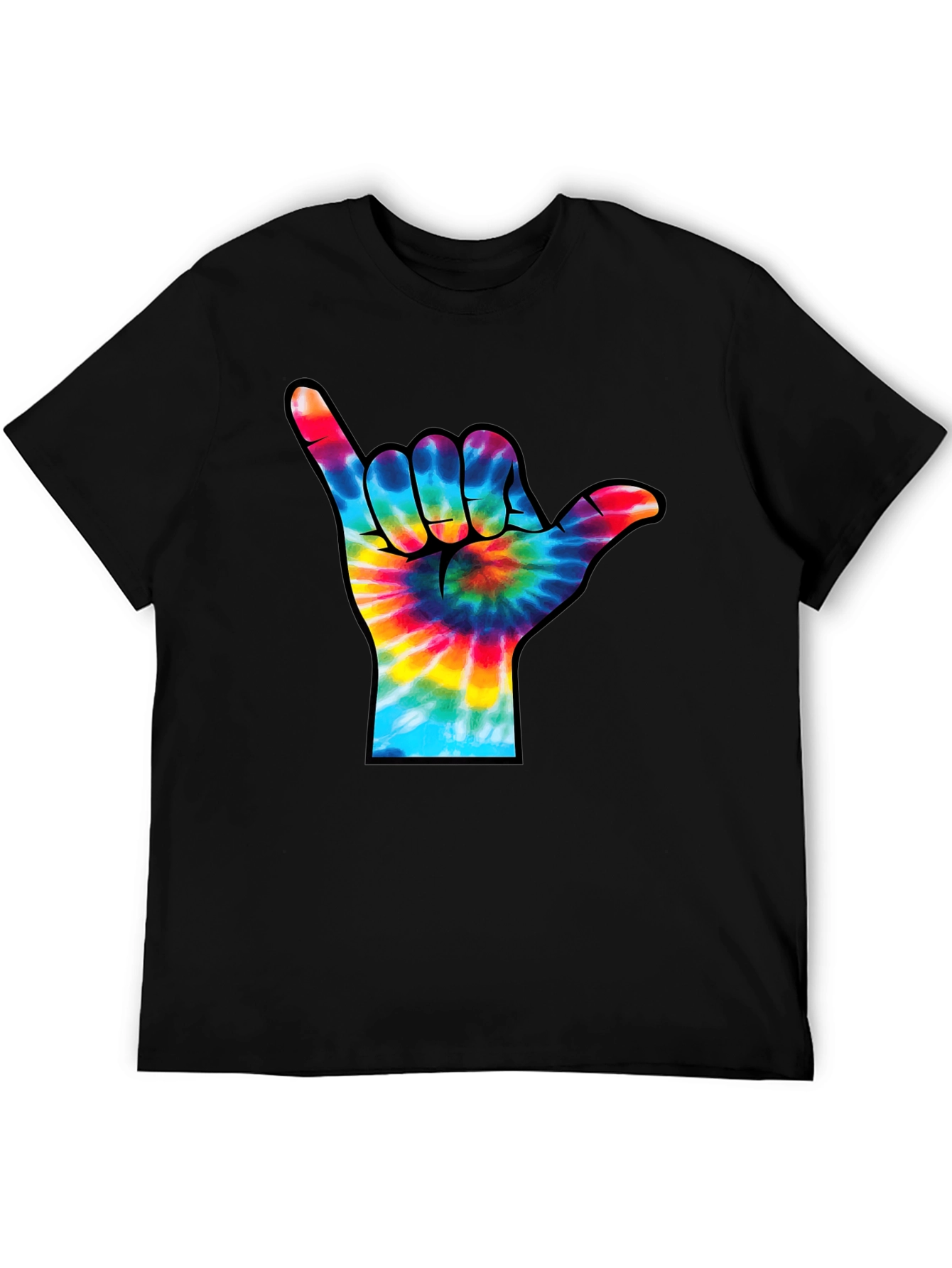 Camiseta Negra con Diseño Mano Tie-Dye
