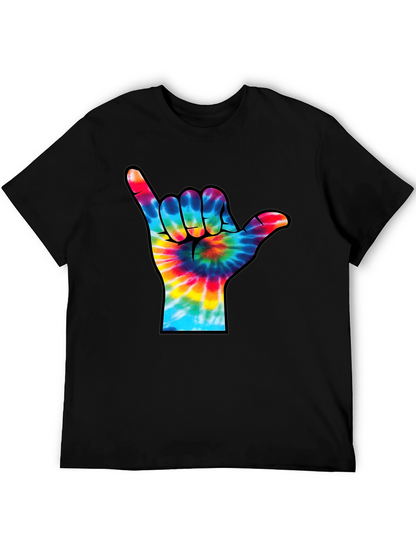 Camiseta Negra con Diseño Mano Tie-Dye