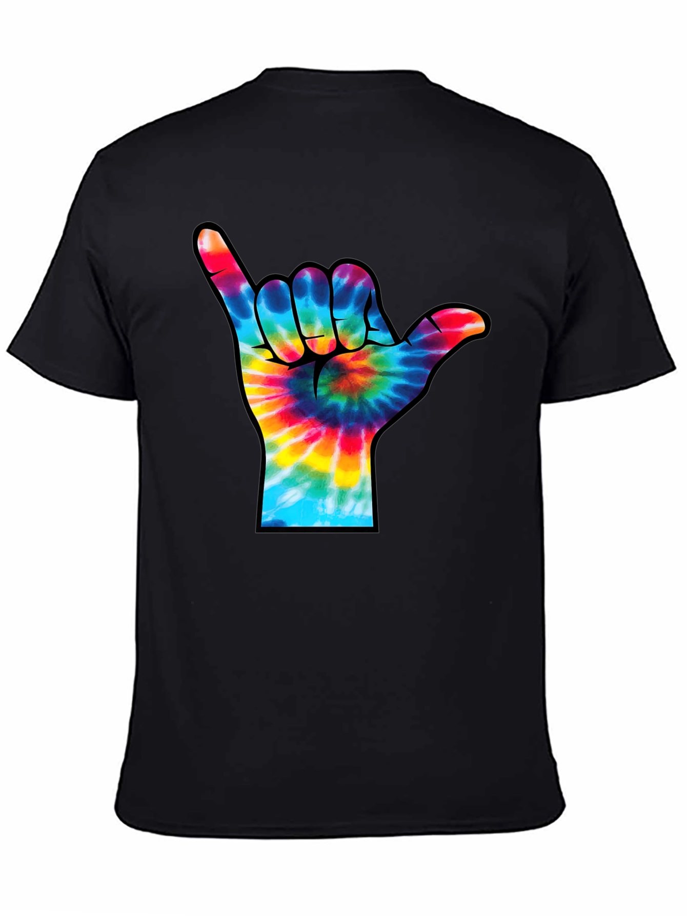 Camiseta Negra con Diseño Mano Tie-Dye