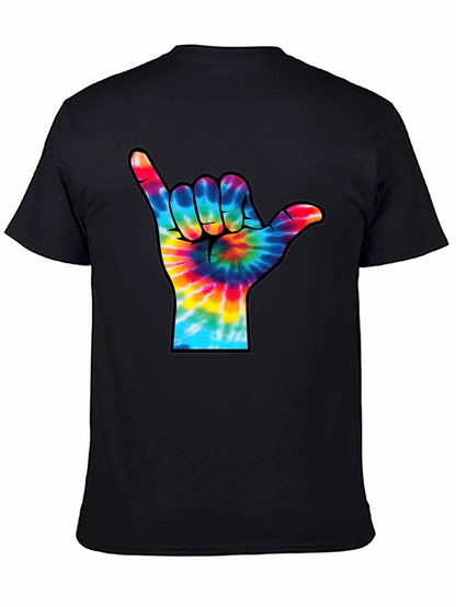 Camiseta Negra con Diseño Mano Tie-Dye