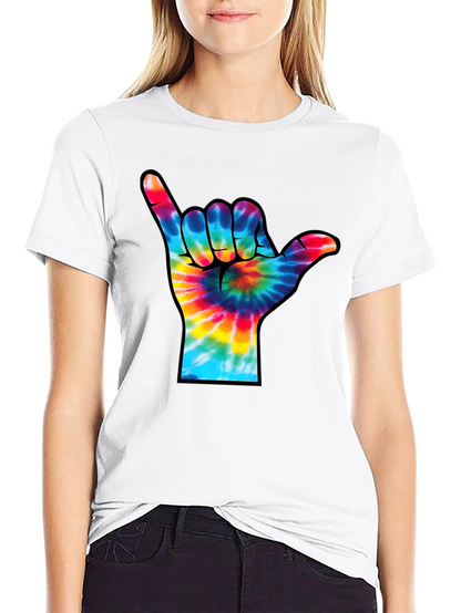 Camiseta Negra con Diseño Mano Tie-Dye