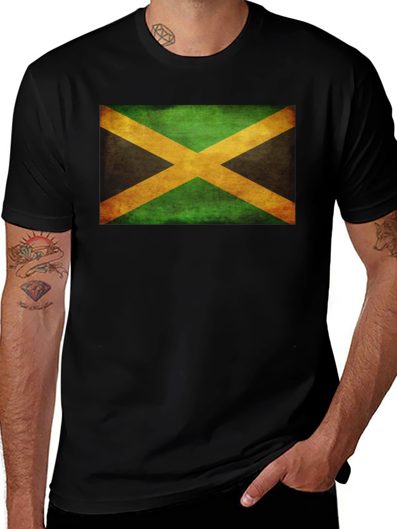 Camiseta Negra con Bandera de Jamaica