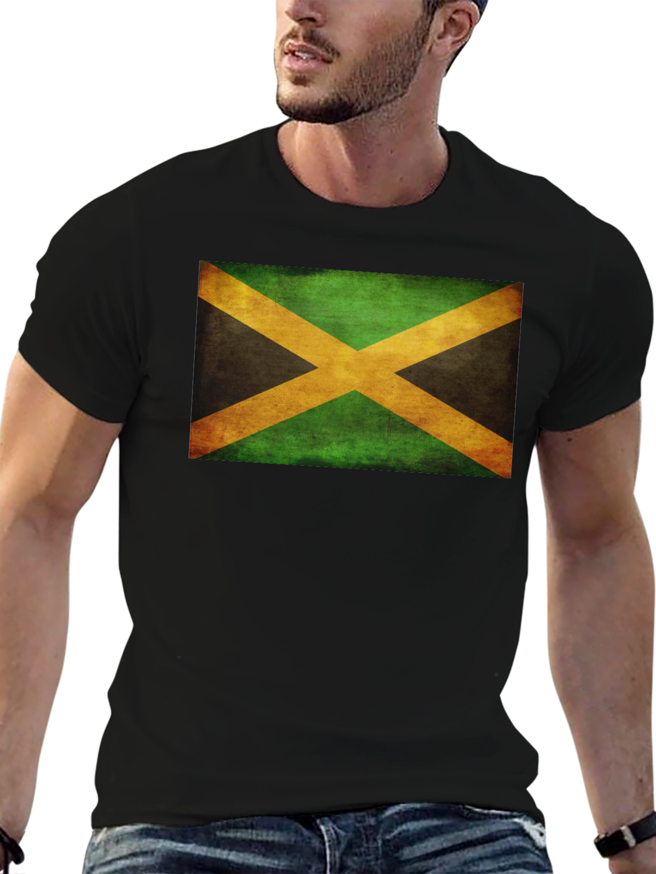 Camiseta Negra con Bandera de Jamaica
