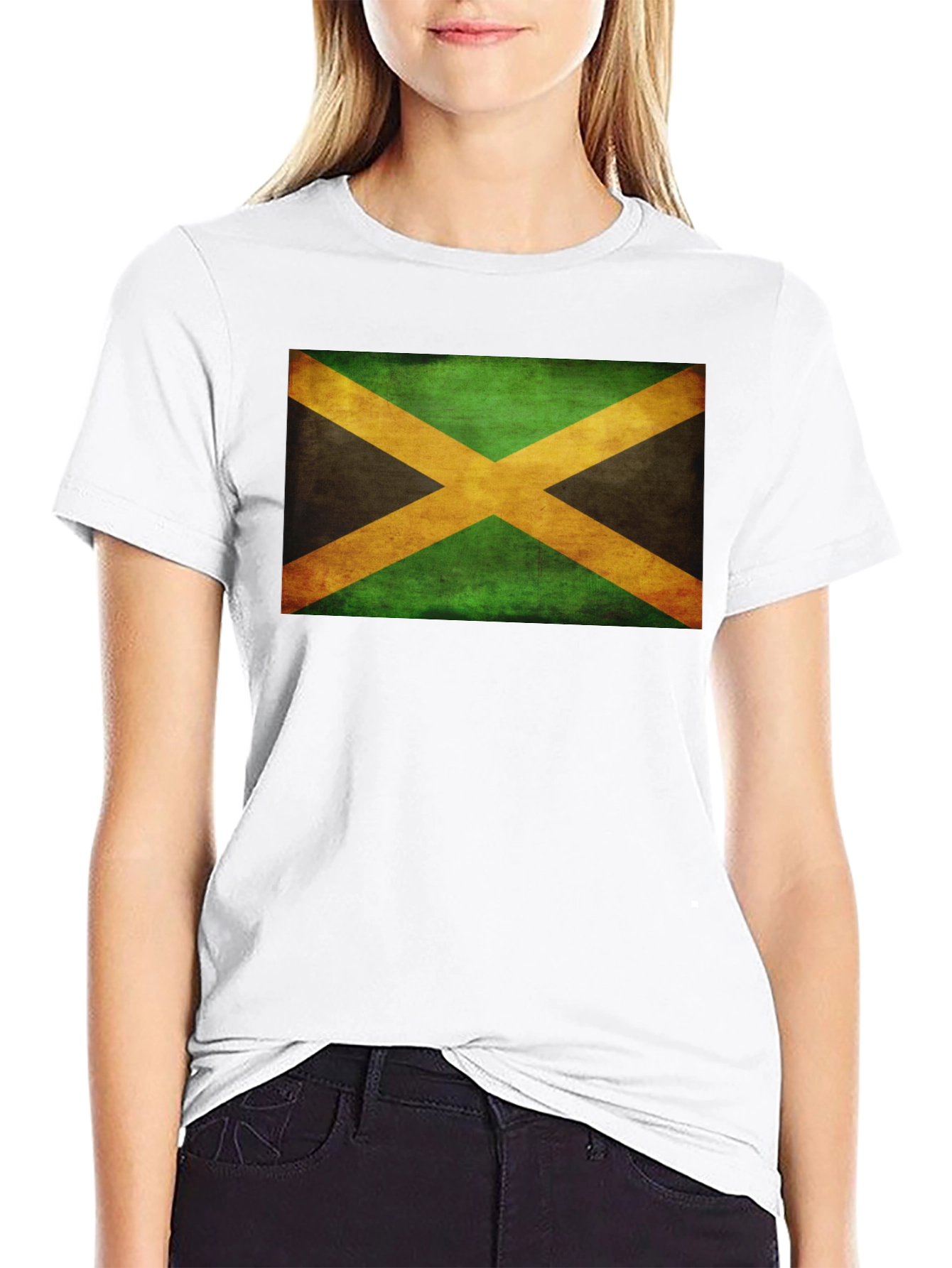 Camiseta Negra con Bandera de Jamaica