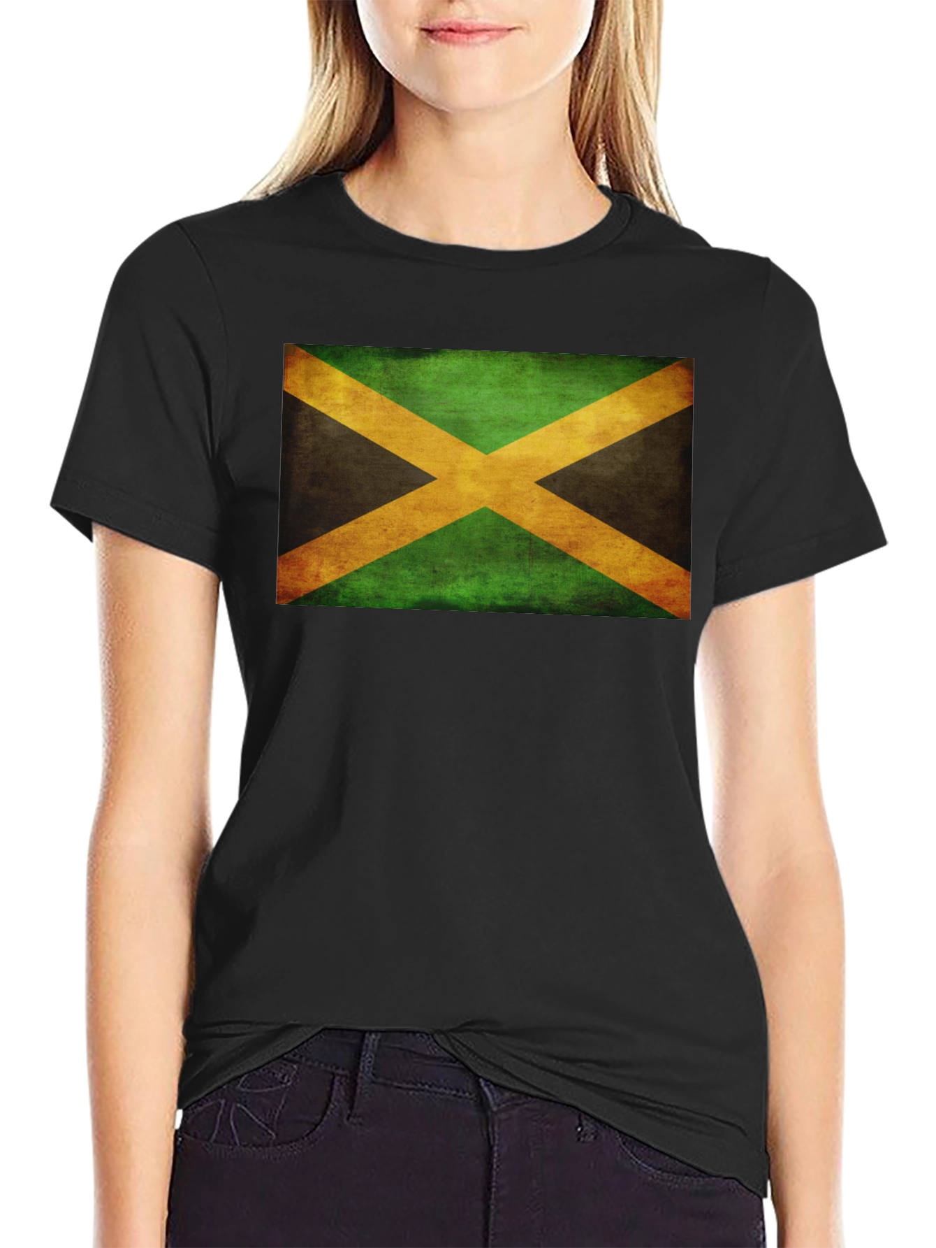 Camiseta Negra con Bandera de Jamaica