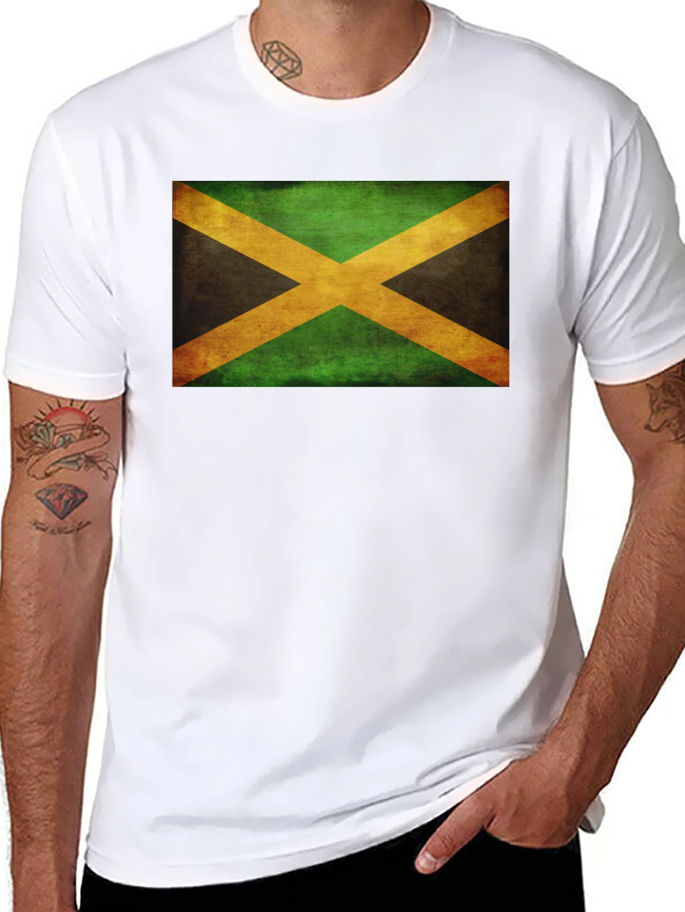Camiseta Negra con Bandera de Jamaica
