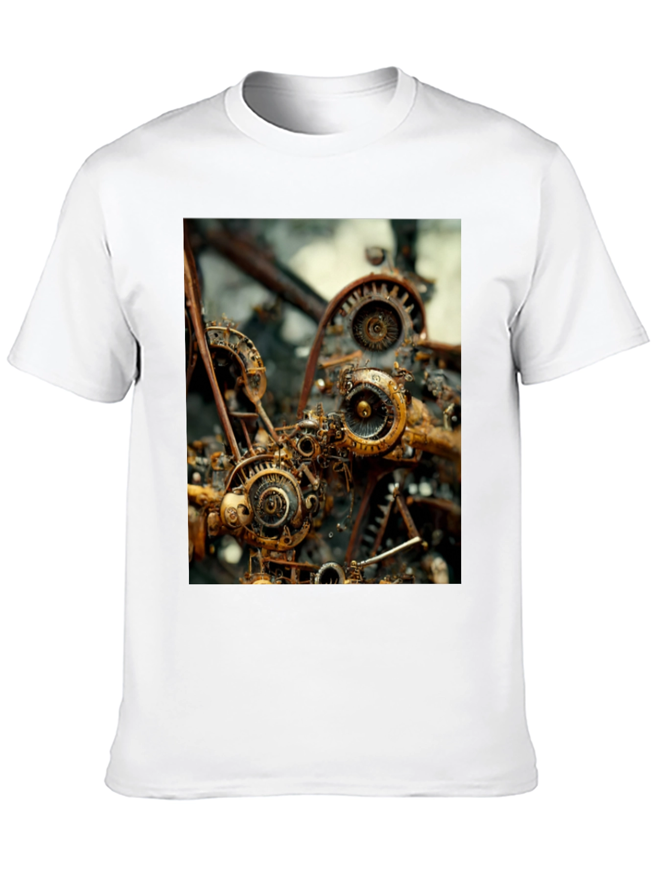 Camiseta Negra con Diseño Steampunk Mecánico