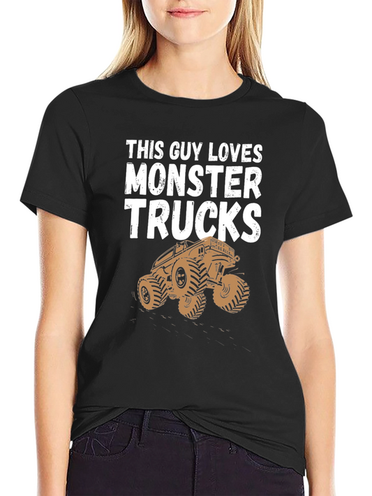Camiseta Hombre This Guy Loves Monster Trucks Negra
