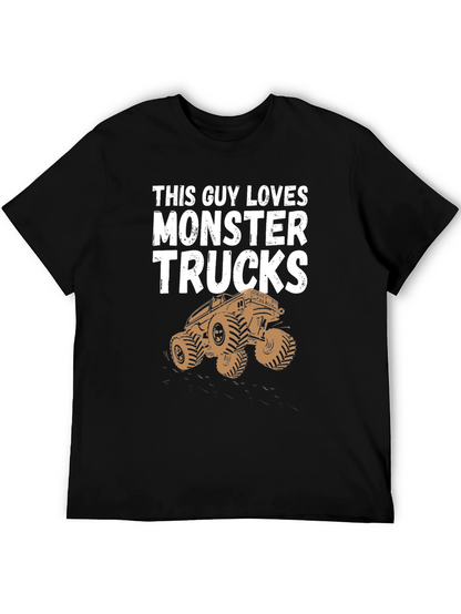 Camiseta Hombre This Guy Loves Monster Trucks Negra