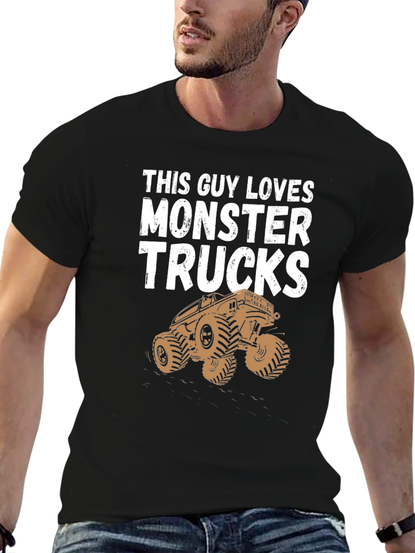 Camiseta Hombre This Guy Loves Monster Trucks Negra