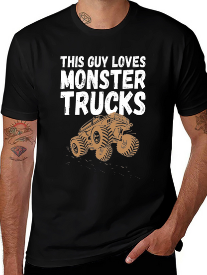 Camiseta Hombre This Guy Loves Monster Trucks Negra