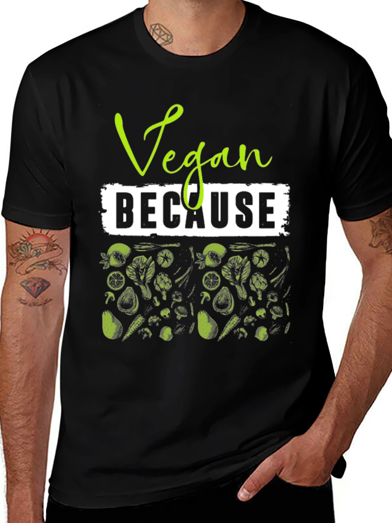 Camiseta Vegana Vegan Because - Estilo Casual