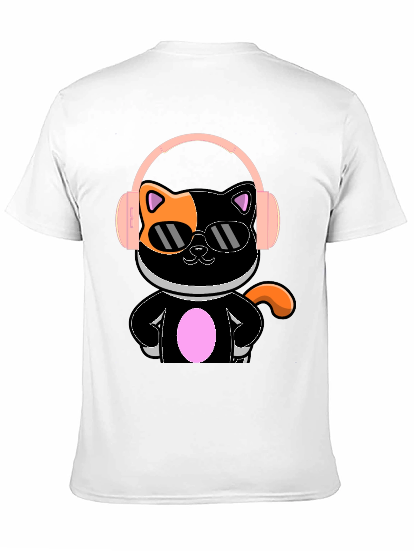 Camiseta Negra Gato Cool con Audífonos