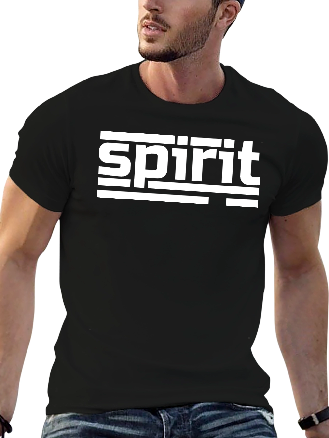 Camiseta Negra Spirit Diseño Gráfico Moderno