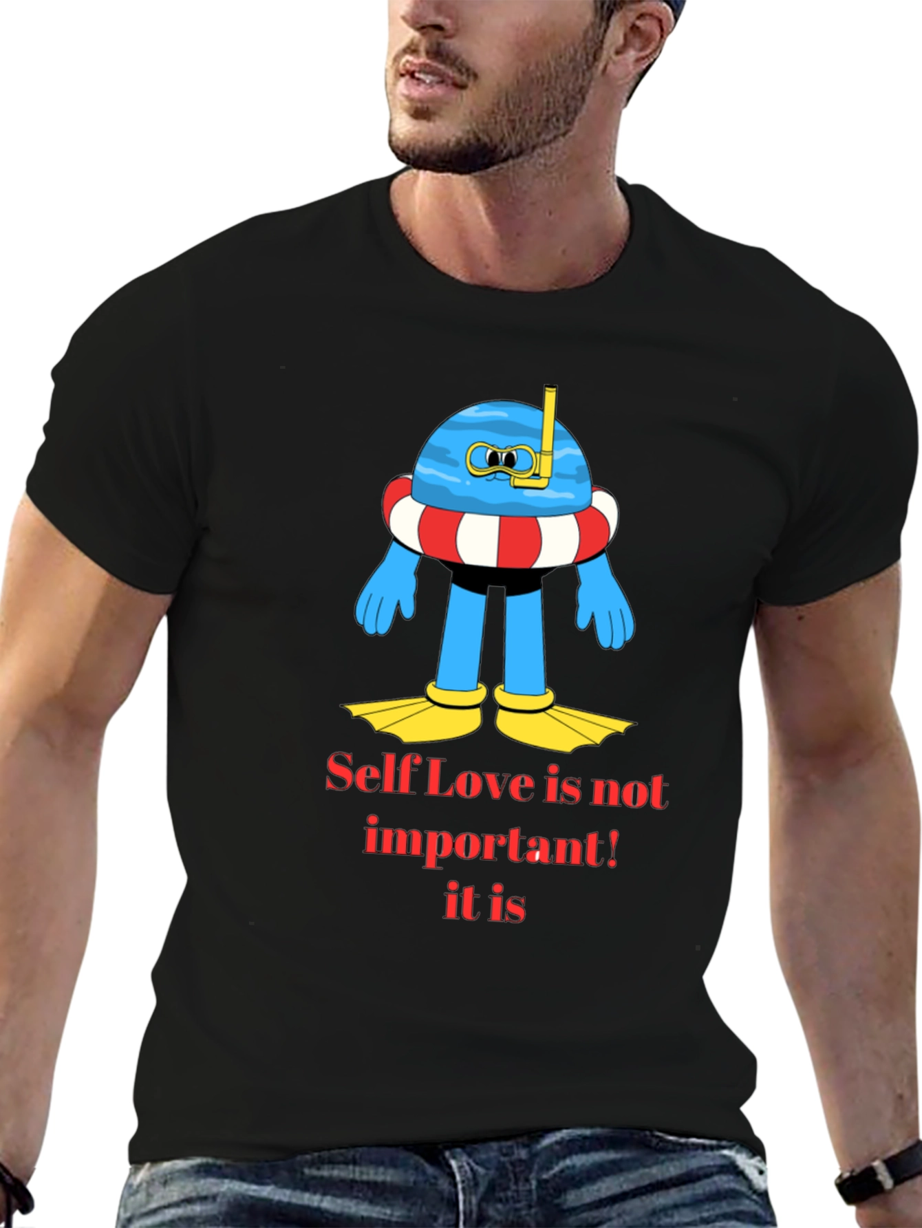 Camiseta Negra con Diseño Divertido de Buceo