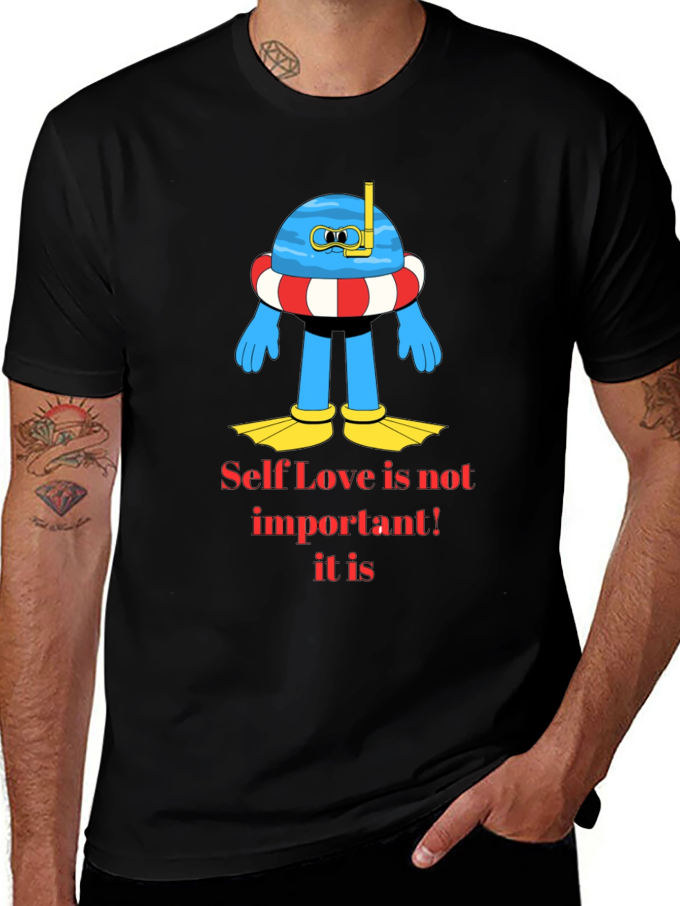 Camiseta Negra con Diseño Divertido de Buceo