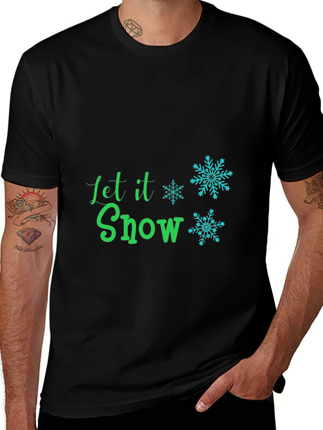 Camiseta Negra Let it Snow Festiva