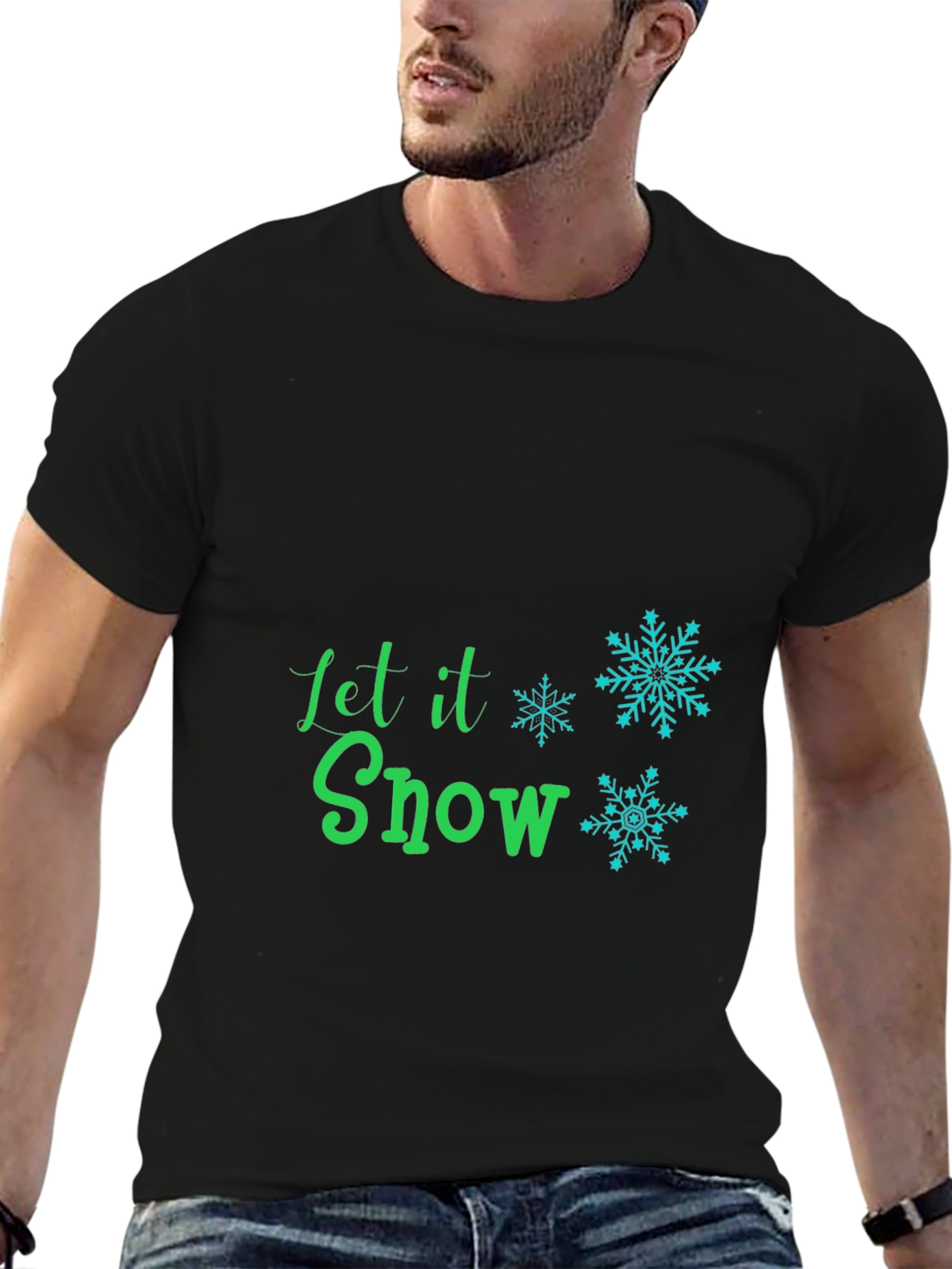 Camiseta Negra Let it Snow Festiva