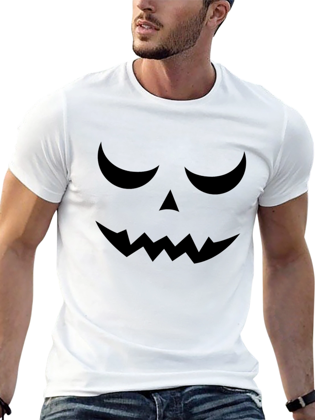 Camiseta Halloween Cara Calabaza Negra
