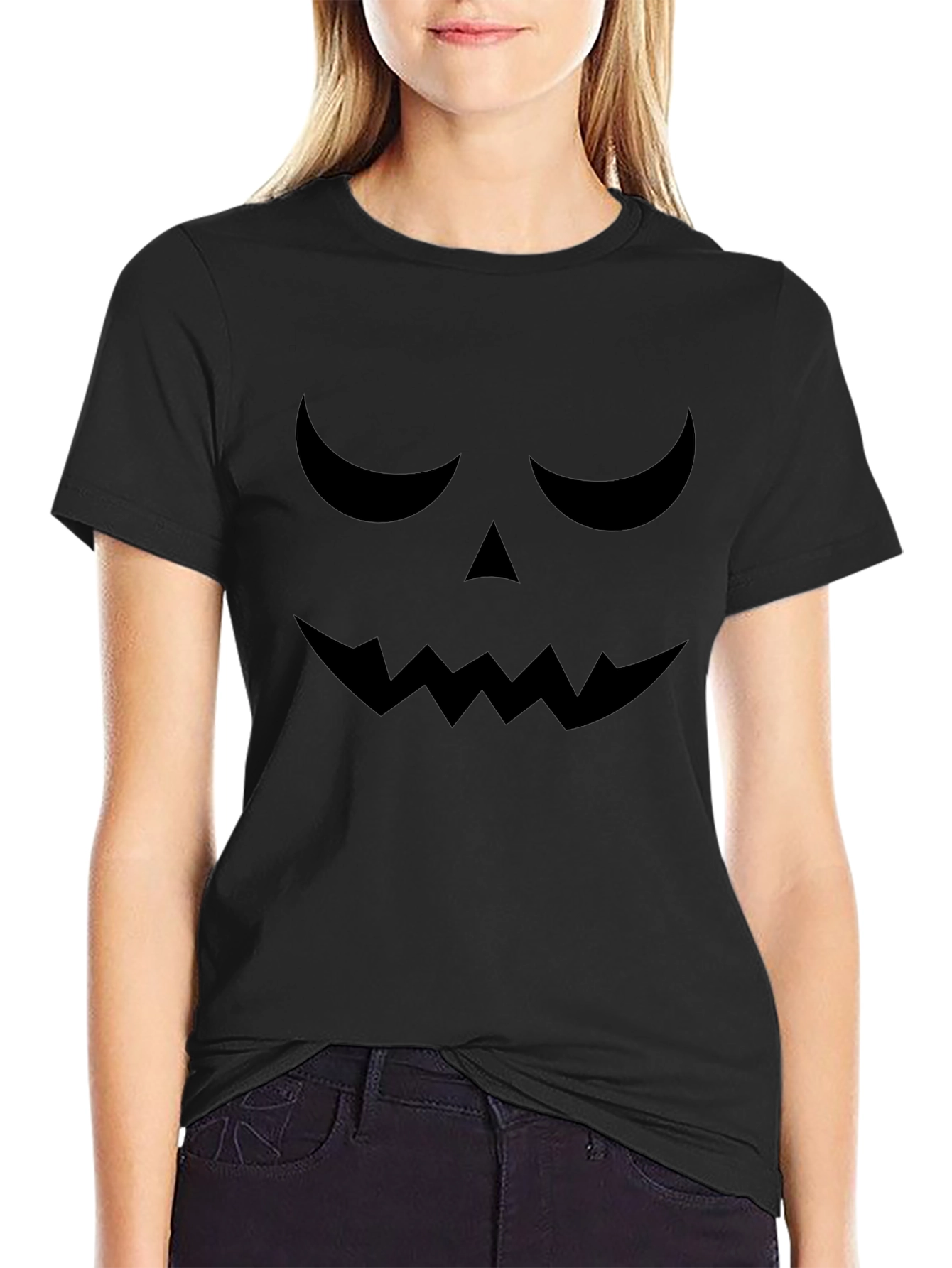 Camiseta Halloween Cara Calabaza Negra