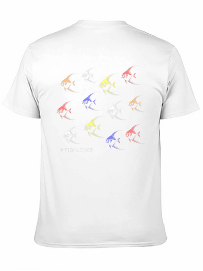 Camiseta Negra #FishLover Diseño Peces Tropicales