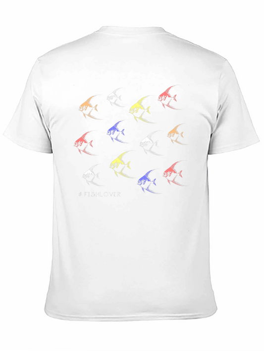 Camiseta Negra #FishLover Diseño Peces Tropicales