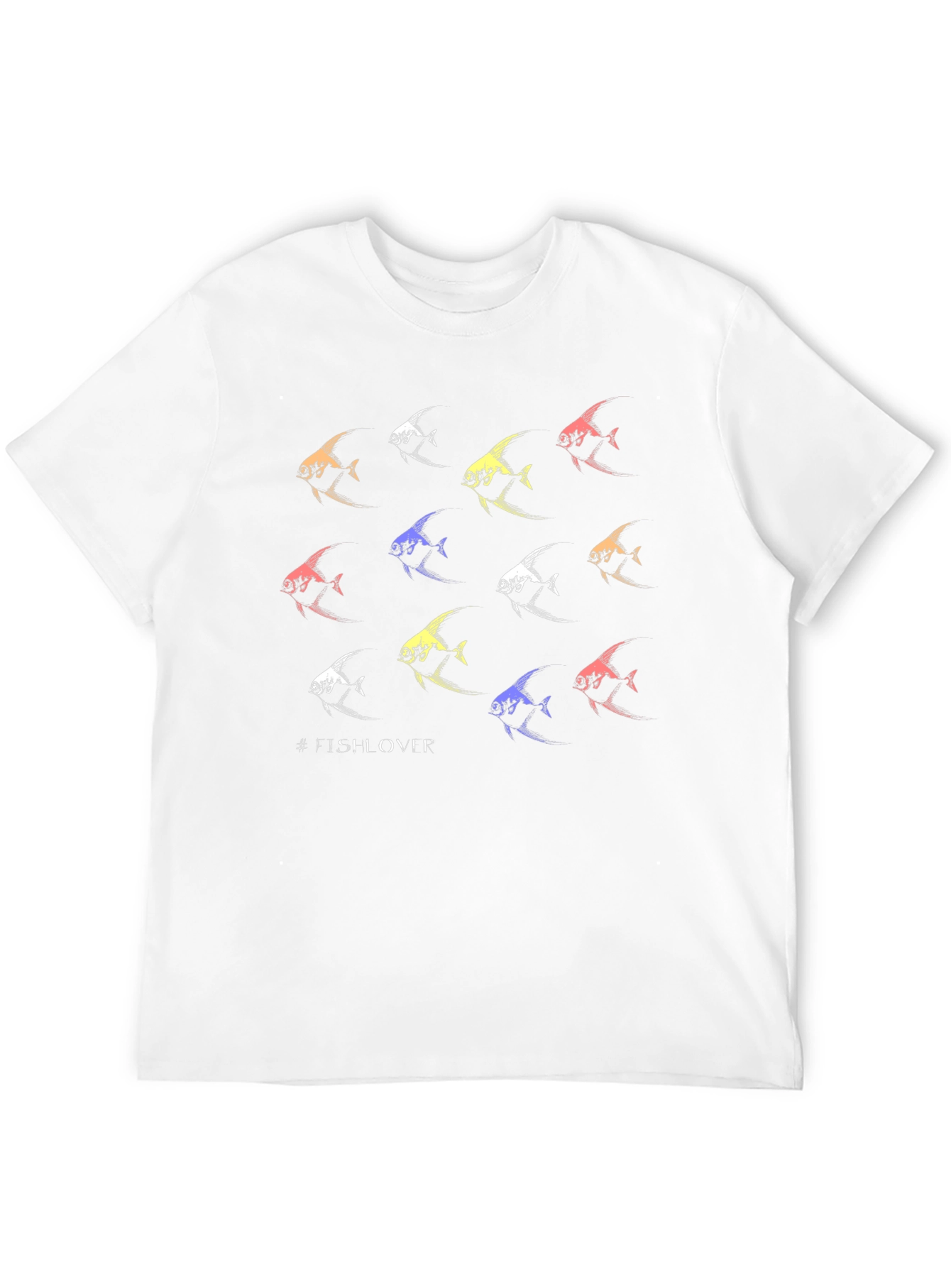 Camiseta Negra #FishLover Diseño Peces Tropicales