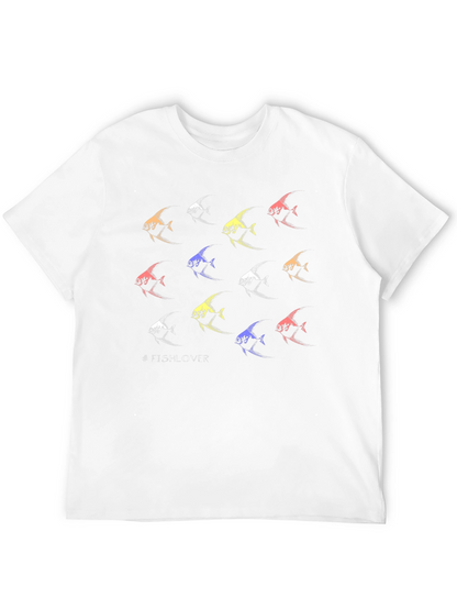Camiseta Negra #FishLover Diseño Peces Tropicales