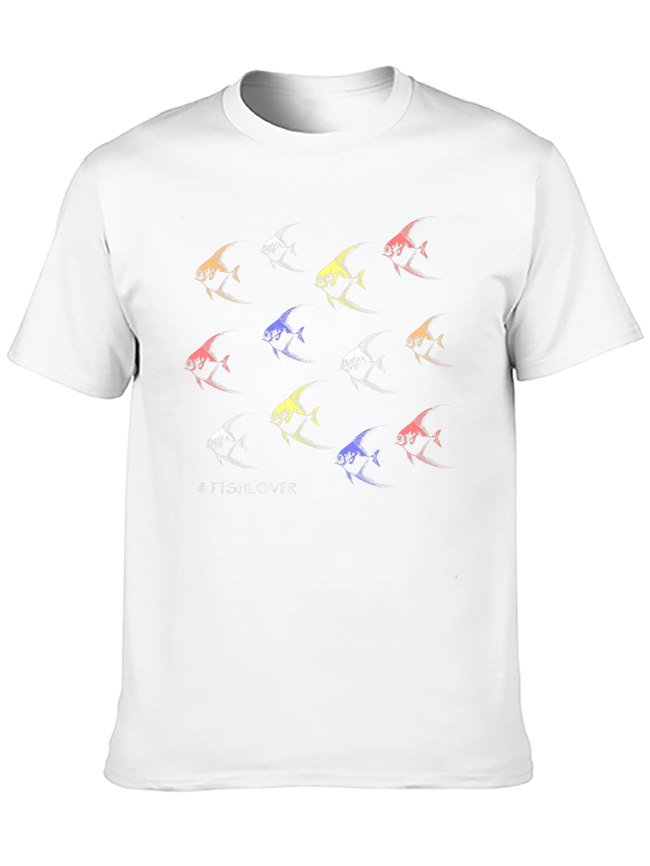Camiseta Negra #FishLover Diseño Peces Tropicales