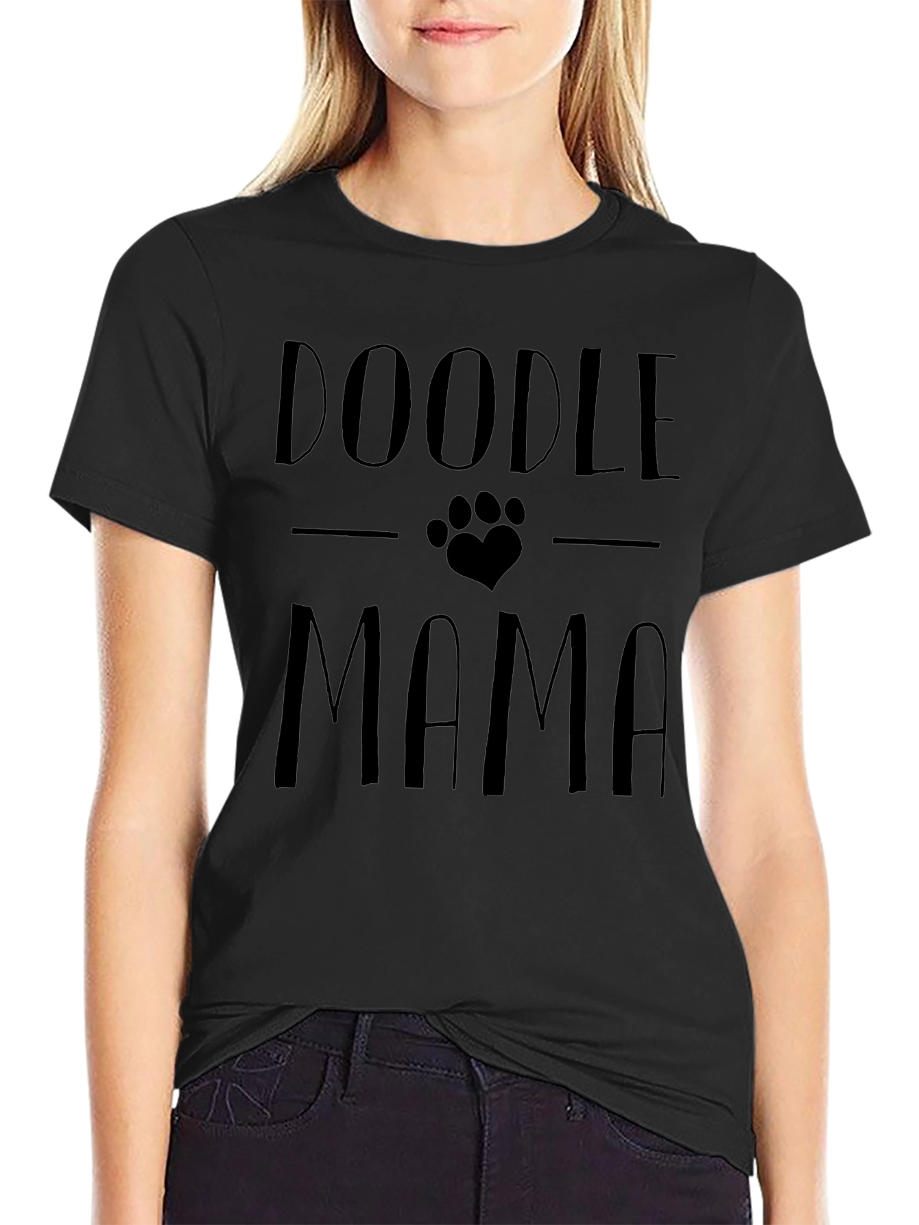 Camiseta Negra Doodle Mama para Amantes de los Perros