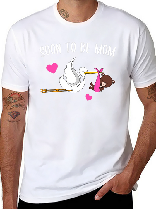 Camiseta Soon To Be Mom Cigüeña y Oso para Futuras Mamás