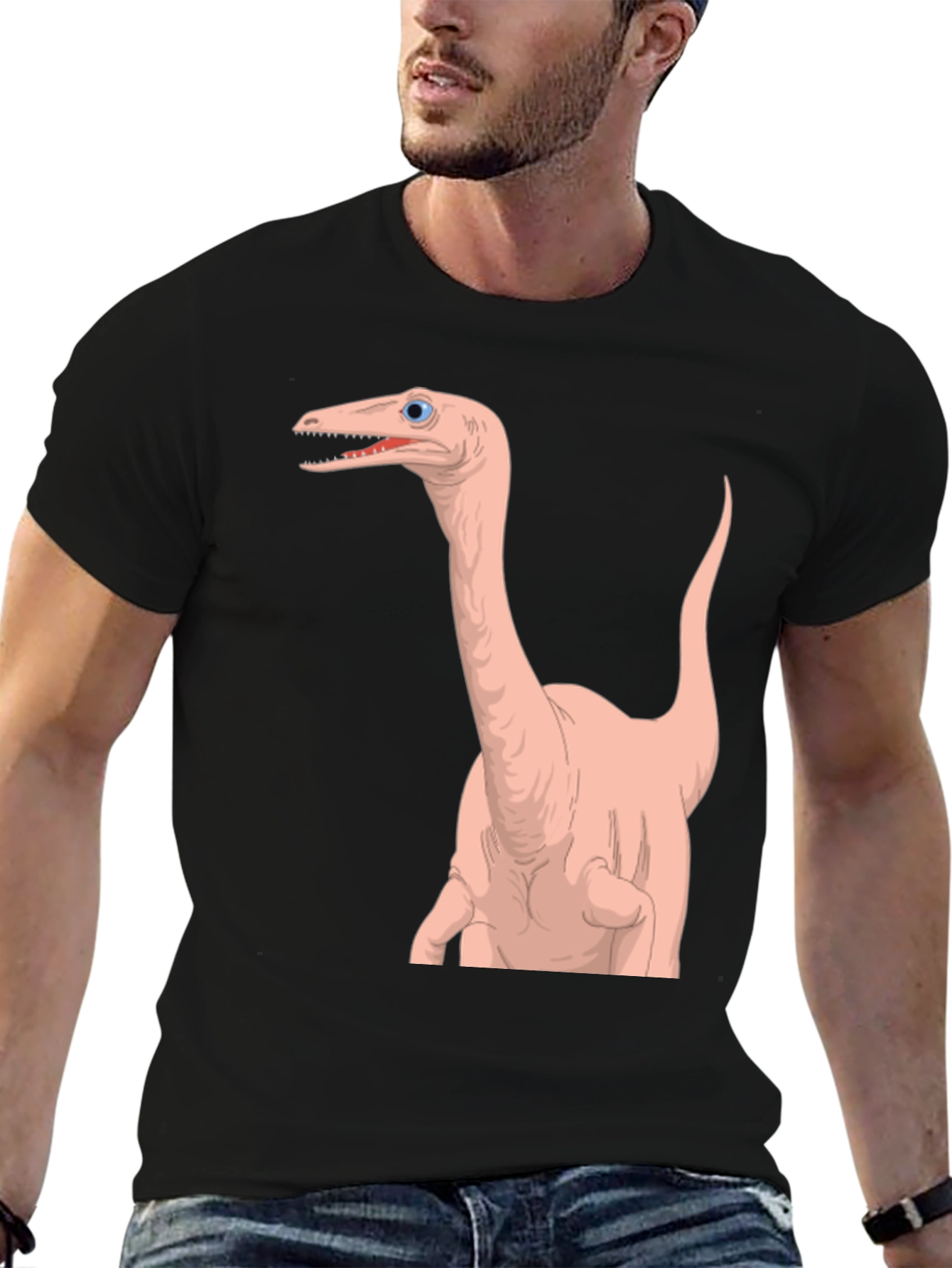 Camiseta Negra con Diseño Dinosaurio Anatómico