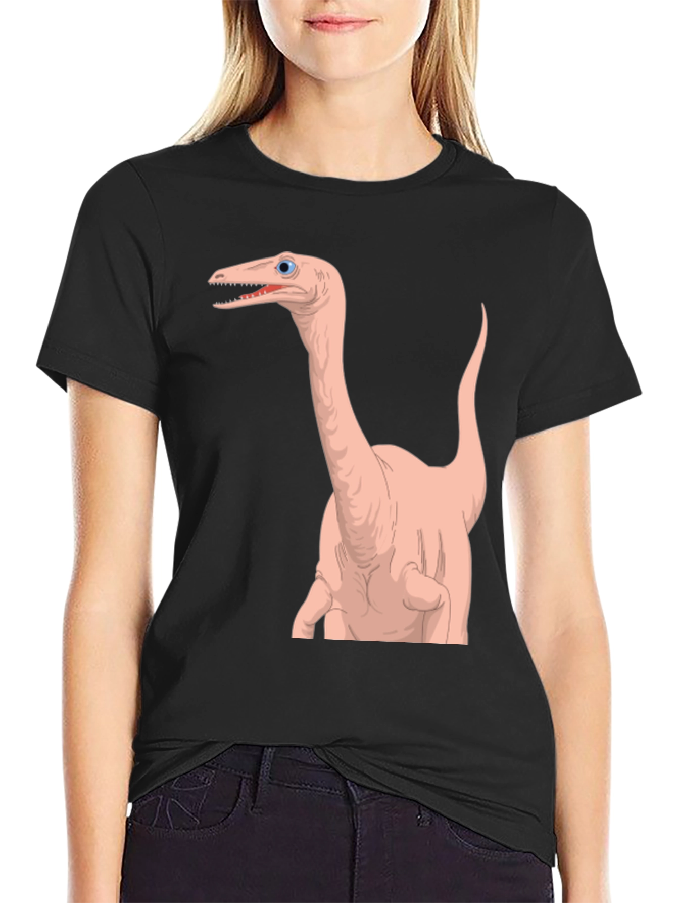 Camiseta Negra con Diseño Dinosaurio Anatómico