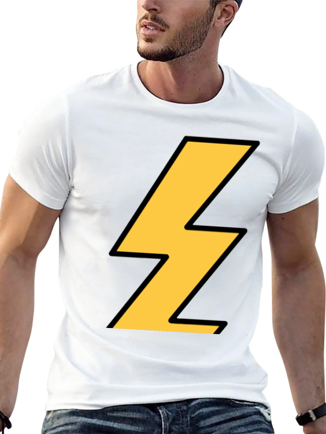 Camiseta Negra con Rayo Amarillo - Estilo Casual