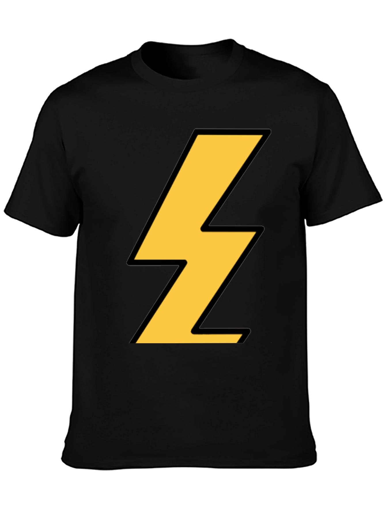 Camiseta Negra con Rayo Amarillo - Estilo Casual