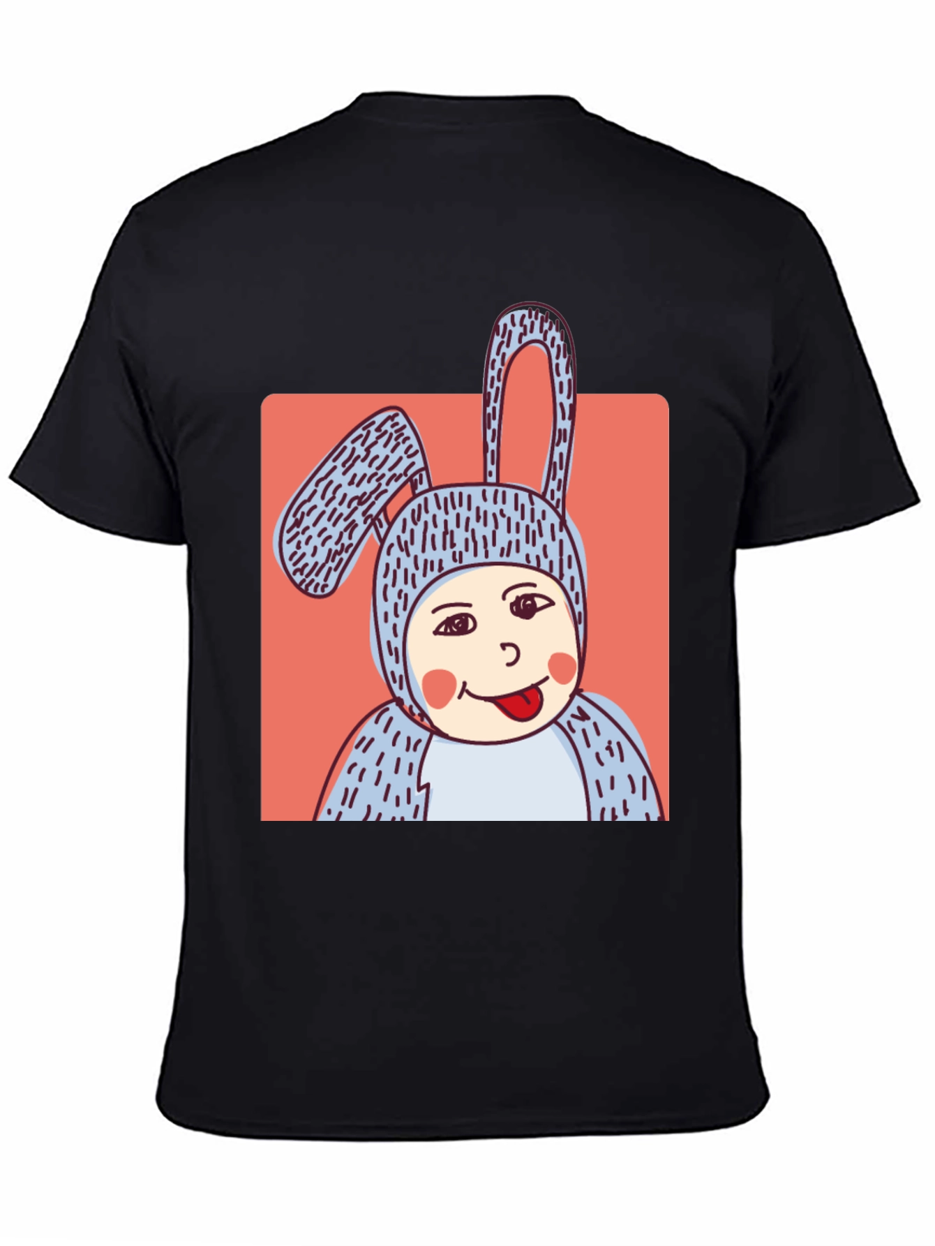 Camiseta Negra con Diseño Conejo Divertido