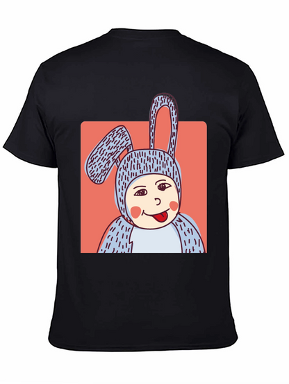 Camiseta Negra con Diseño Conejo Divertido