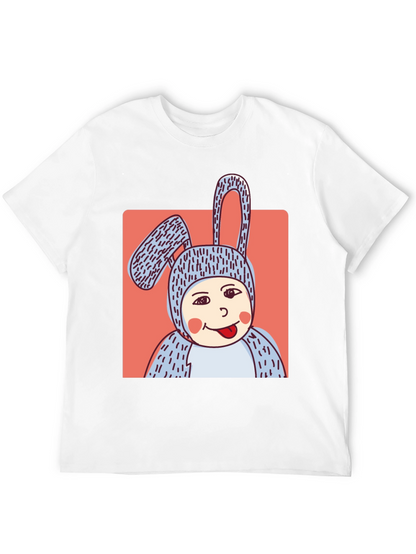 Camiseta Negra con Diseño Conejo Divertido