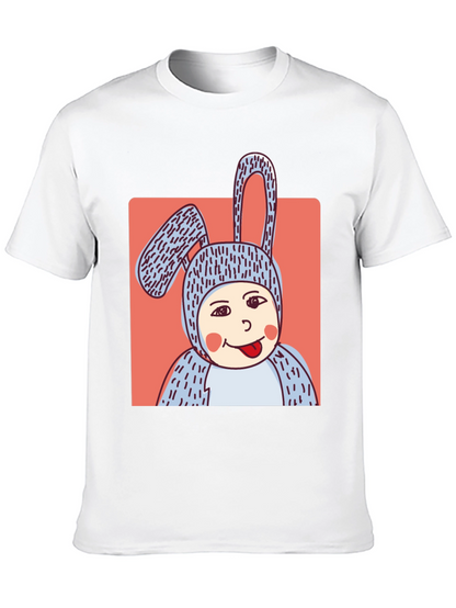 Camiseta Negra con Diseño Conejo Divertido