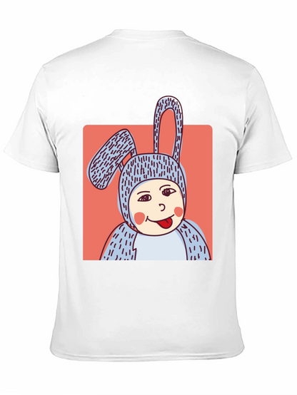 Camiseta Negra con Diseño Conejo Divertido
