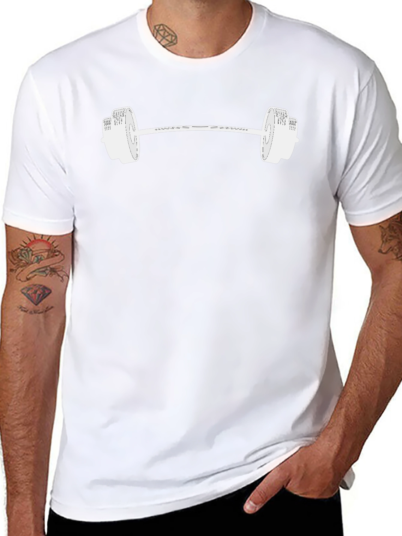 Camiseta Negra con Diseño de Pesas Gimnasio
