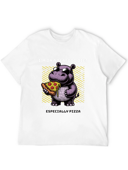 Camiseta Negra: Hipopótamo Amante de la Pizza