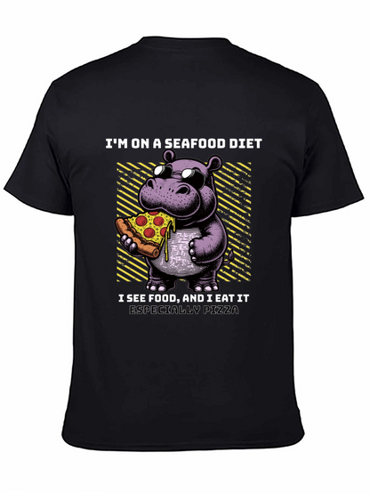 Camiseta Negra: Hipopótamo Amante de la Pizza