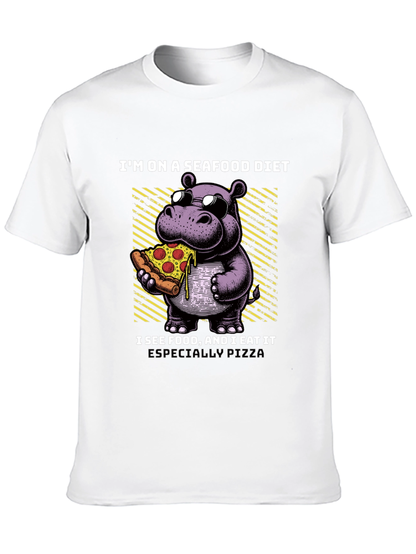 Camiseta Negra: Hipopótamo Amante de la Pizza