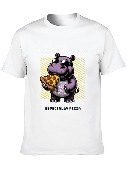Camiseta Negra: Hipopótamo Amante de la Pizza